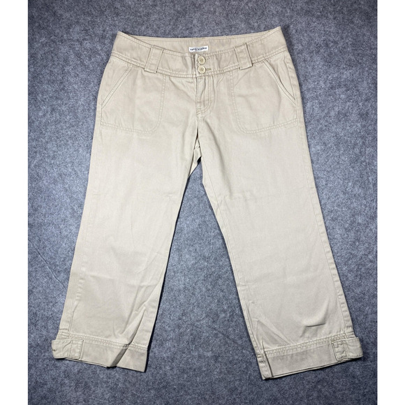 Abercrombie Pants Womens 6 Khaki Beige Cropped Straight Cotton Utility Vintage - Picture 1 of 11